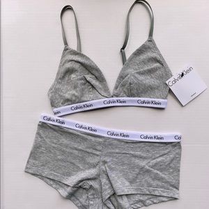 Calvin Klein Logo Triangle Bralette BoyShorts